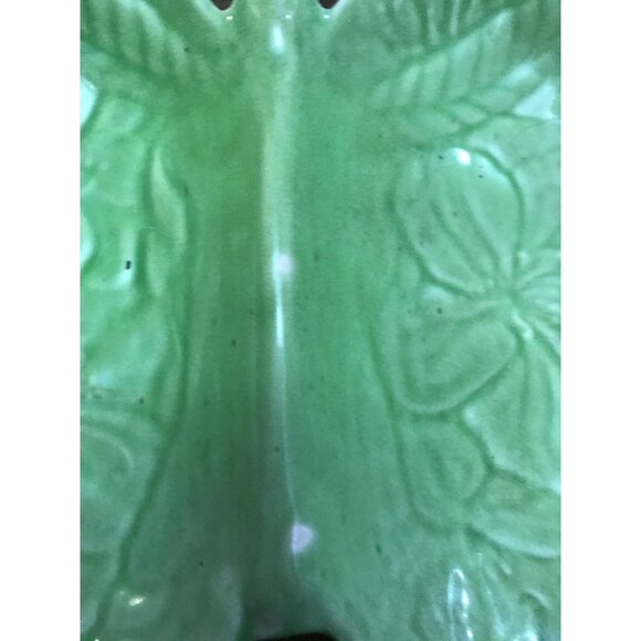 Vintage Shorter & Son Ltd Green Leaf Lettuce Divided dish butterfly Nut bowl - Picture 3 of 5